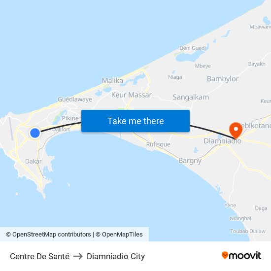 Centre De Santé to Diamniadio City map