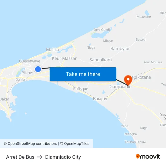 Arret De Bus to Diamniadio City map