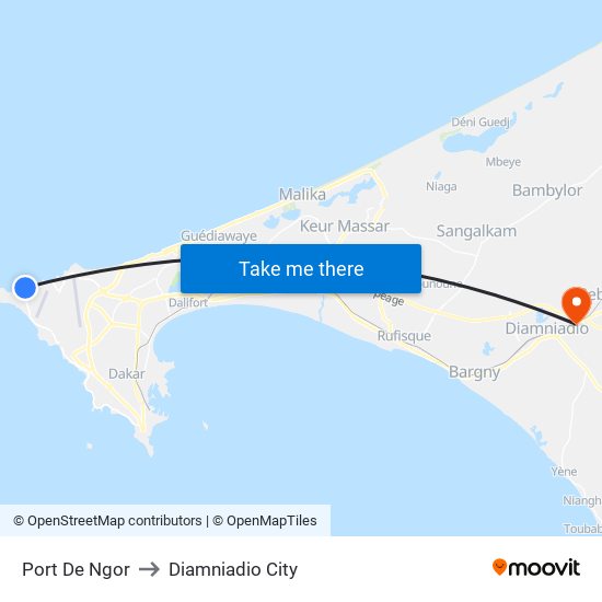 Port De Ngor to Diamniadio City map