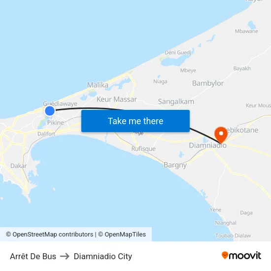 Arrêt De Bus to Diamniadio City map