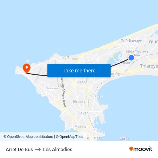 Arrêt De Bus to Les Almadies map