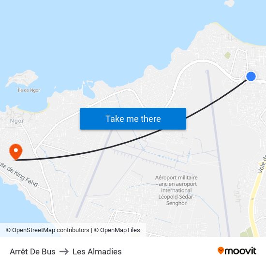 Arrêt De Bus to Les Almadies map