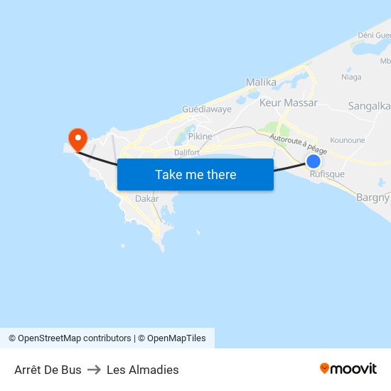 Arrêt De Bus to Les Almadies map