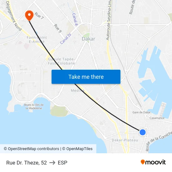 Rue Dr. Theze, 52 to ESP map