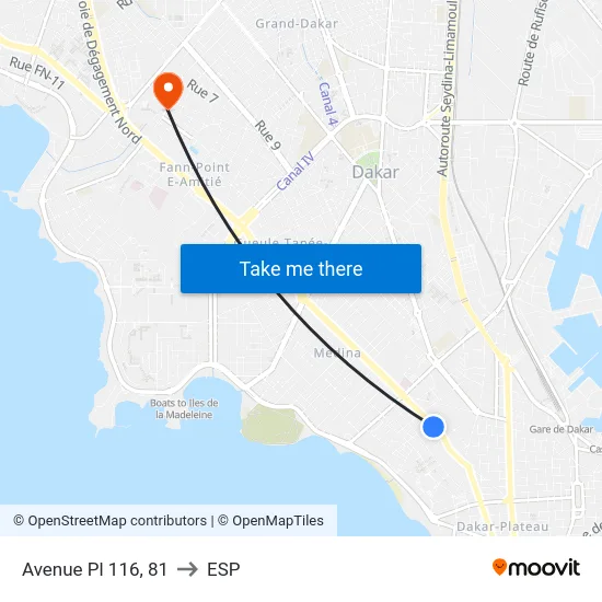 Avenue Pl 116, 81 to ESP map