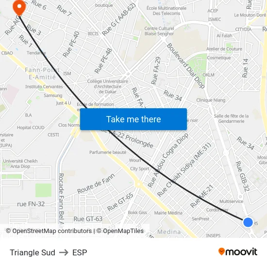 Triangle Sud to ESP map