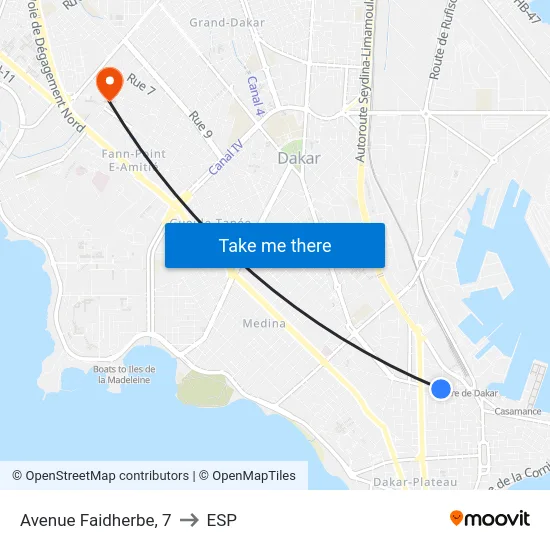 Avenue Faidherbe, 7 to ESP map