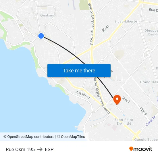 Rue Okm 195 to ESP map