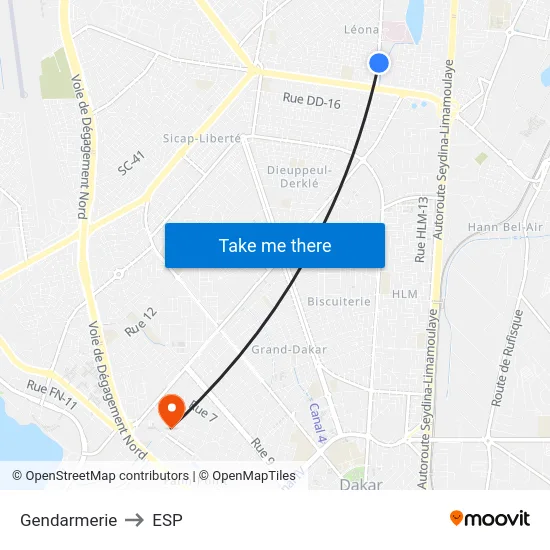Gendarmerie to ESP map