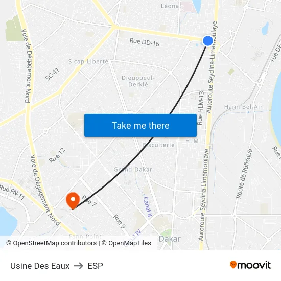 Usine Des Eaux to ESP map