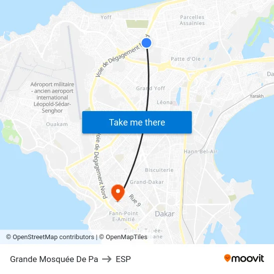 Grande Mosquée De Pa to ESP map