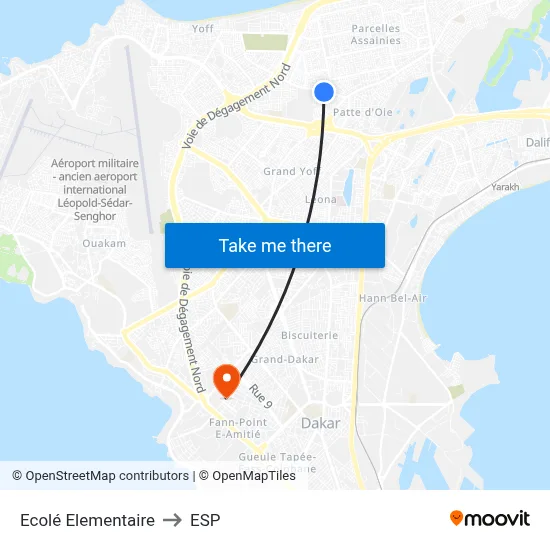 Ecolé Elementaire to ESP map