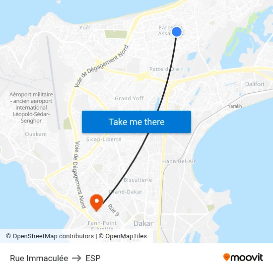 Rue Immaculée to ESP map