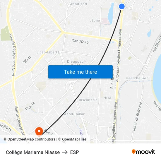 Collège Mariama Niasse to ESP map