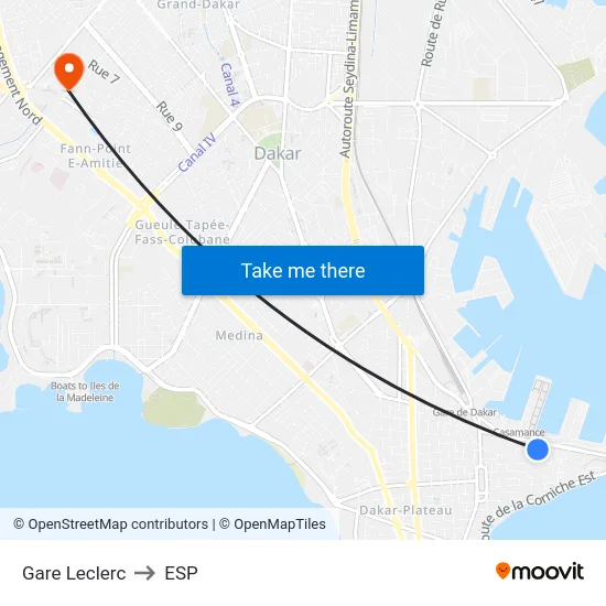 Gare Leclerc to ESP map