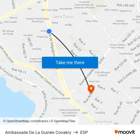 Ambassade De La Guinée Conakry to ESP map