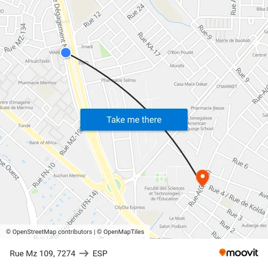Rue Mz 109, 7274 to ESP map
