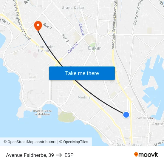 Avenue Faidherbe, 39 to ESP map