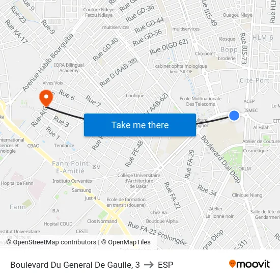 Boulevard Du General De Gaulle, 3 to ESP map