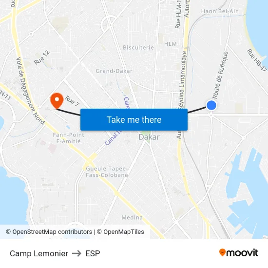 Camp Lemonier to ESP map