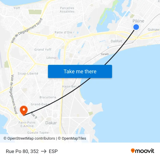 Rue Po 80, 352 to ESP map