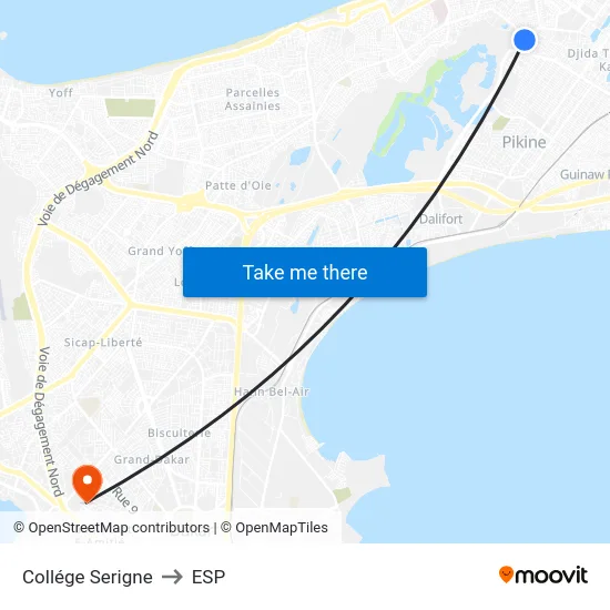 Collége Serigne to ESP map