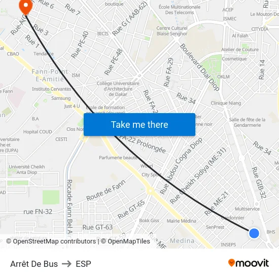 Arrêt De Bus to ESP map
