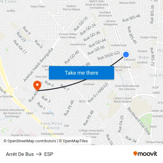 Arrêt De Bus to ESP map