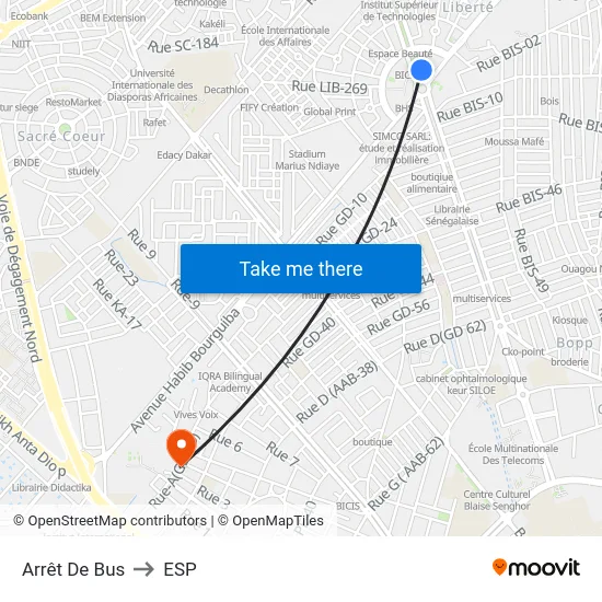 Arrêt De Bus to ESP map