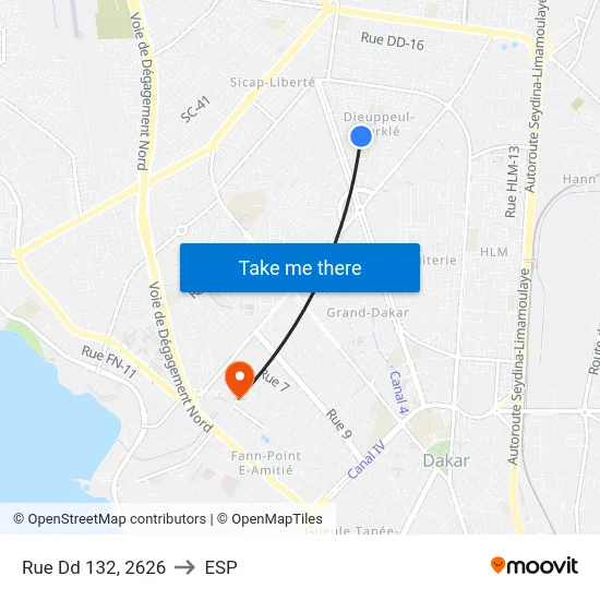 Rue Dd 132, 2626 to ESP map