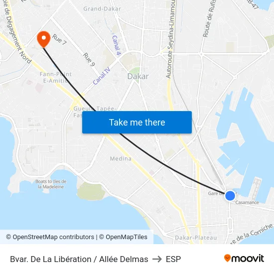 Bvar. De La Libération / Allée Delmas to ESP map