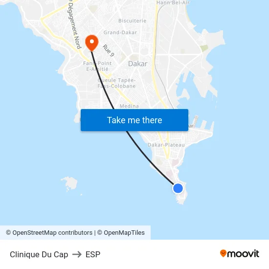 Clinique Du Cap to ESP map