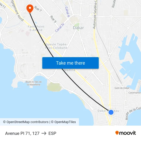 Avenue Pl 71, 127 to ESP map