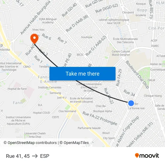 Rue 41, 45 to ESP map