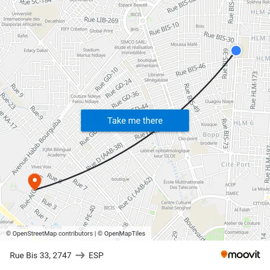 Rue Bis 33, 2747 to ESP map