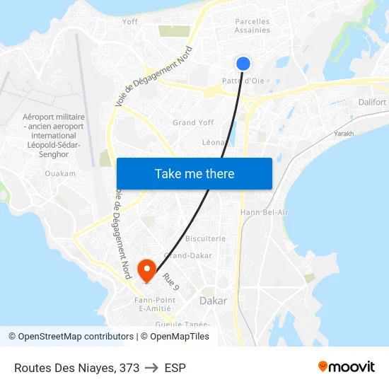 Routes Des Niayes, 373 to ESP map