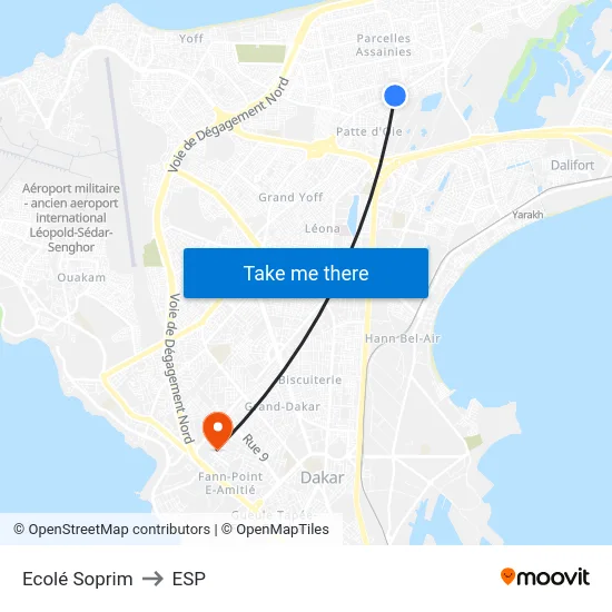 Ecolé Soprim to ESP map