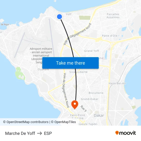 Marche De Yoff to ESP map