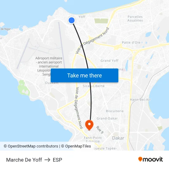Marche De Yoff to ESP map