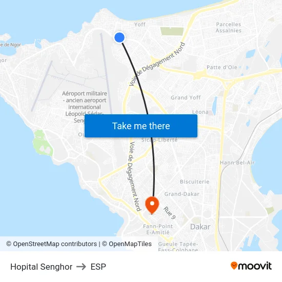 Hopital Senghor to ESP map