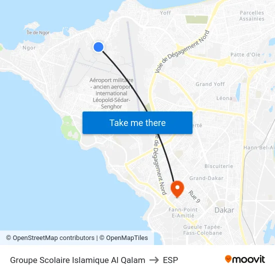 Groupe Scolaire Islamique Al Qalam to ESP map
