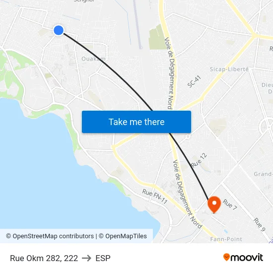 Rue Okm 282, 222 to ESP map