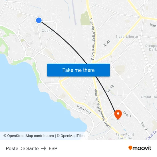 Poste De Sante to ESP map