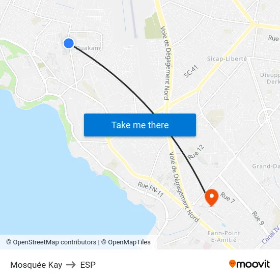 Mosquée Kay to ESP map