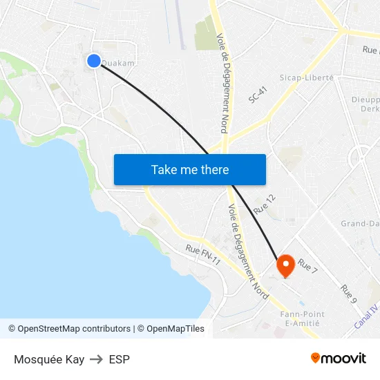 Mosquée Kay to ESP map
