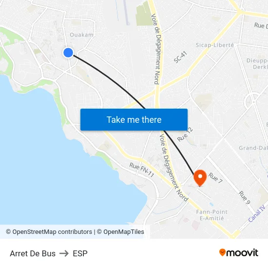 Arret De Bus to ESP map