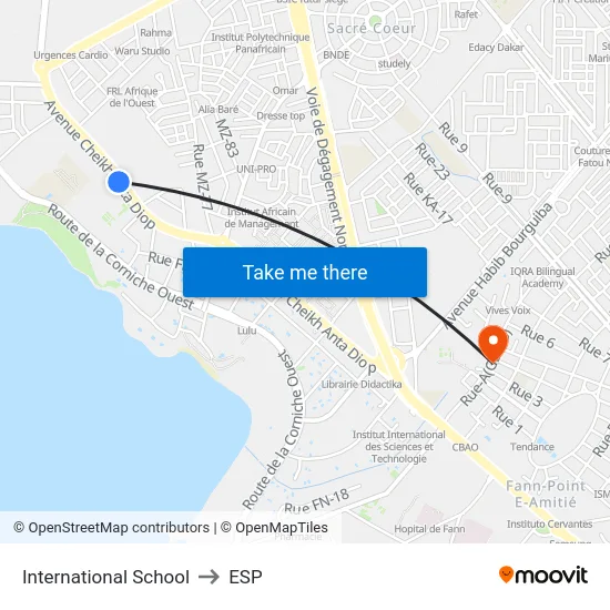 International School to ESP map