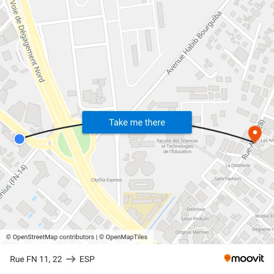 Rue FN 11, 22 to ESP map