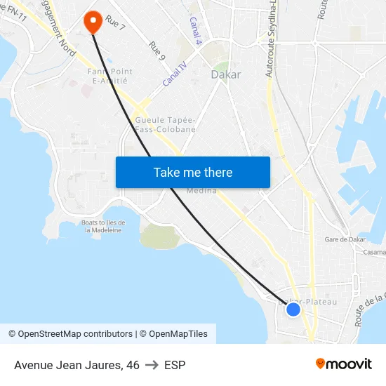 Avenue Jean Jaures, 46 to ESP map