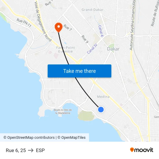 Rue 6, 25 to ESP map